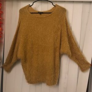 fuzzy mustard sweater